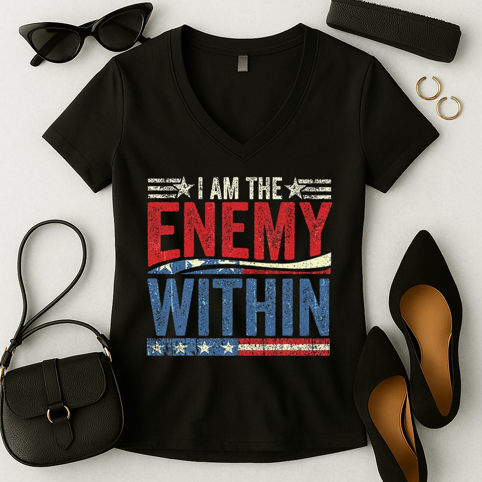 I Am The Enemy Within Pun Women's V-Neck T-Shirt