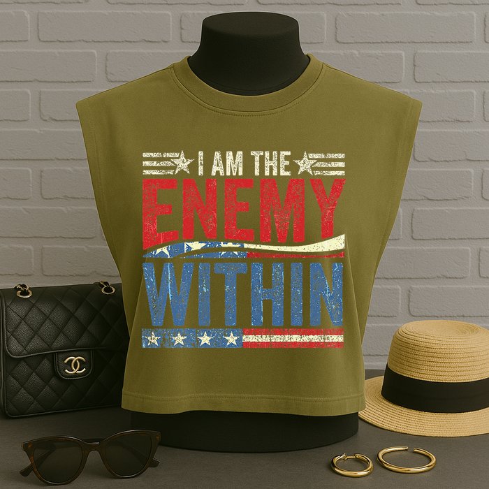 I Am The Enemy Within Pun Garment-Dyed Women's Muscle Tee
