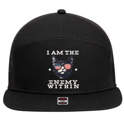 I Am The Enemy Within American Cat 7 Panel Mesh Trucker Snapback Hat