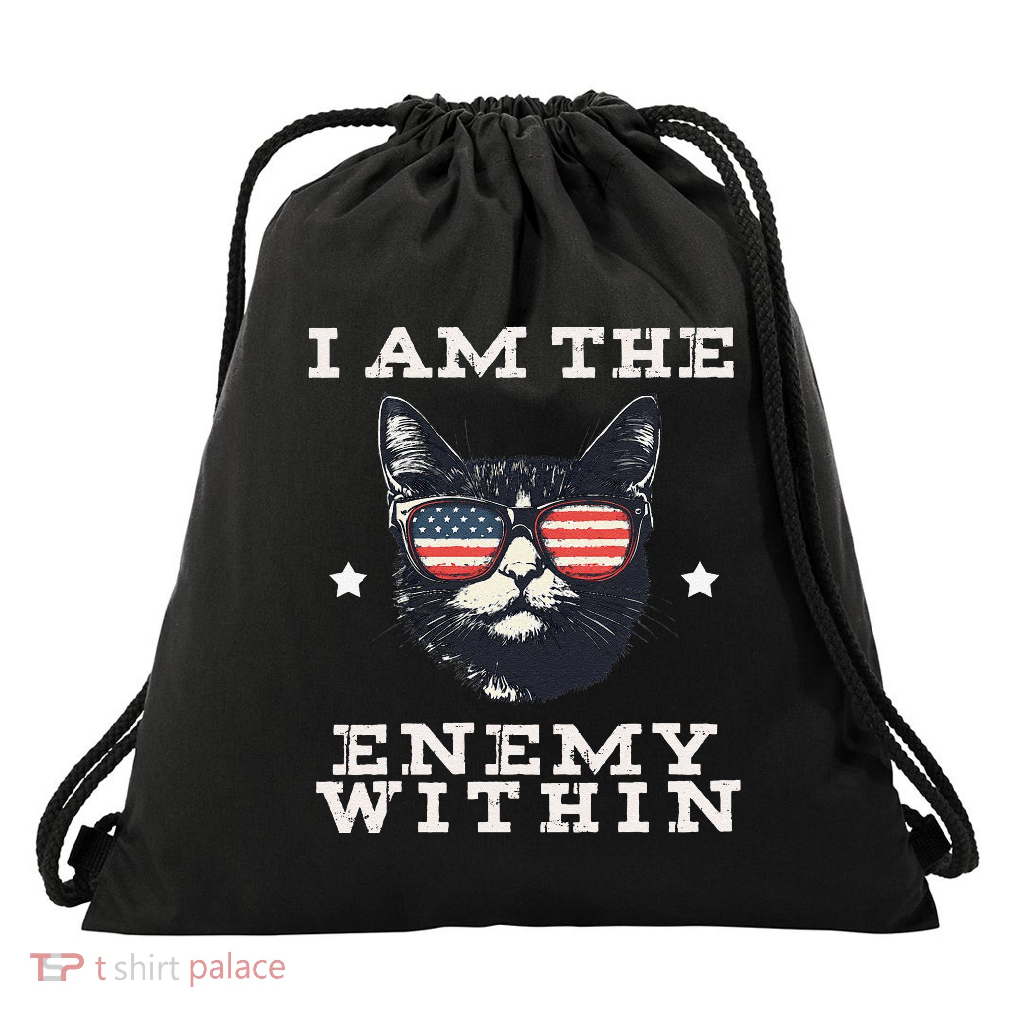 I Am The Enemy Within American Cat Drawstring Bag