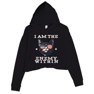 I Am The Enemy Within American Cat Crop Fleece Hoodie