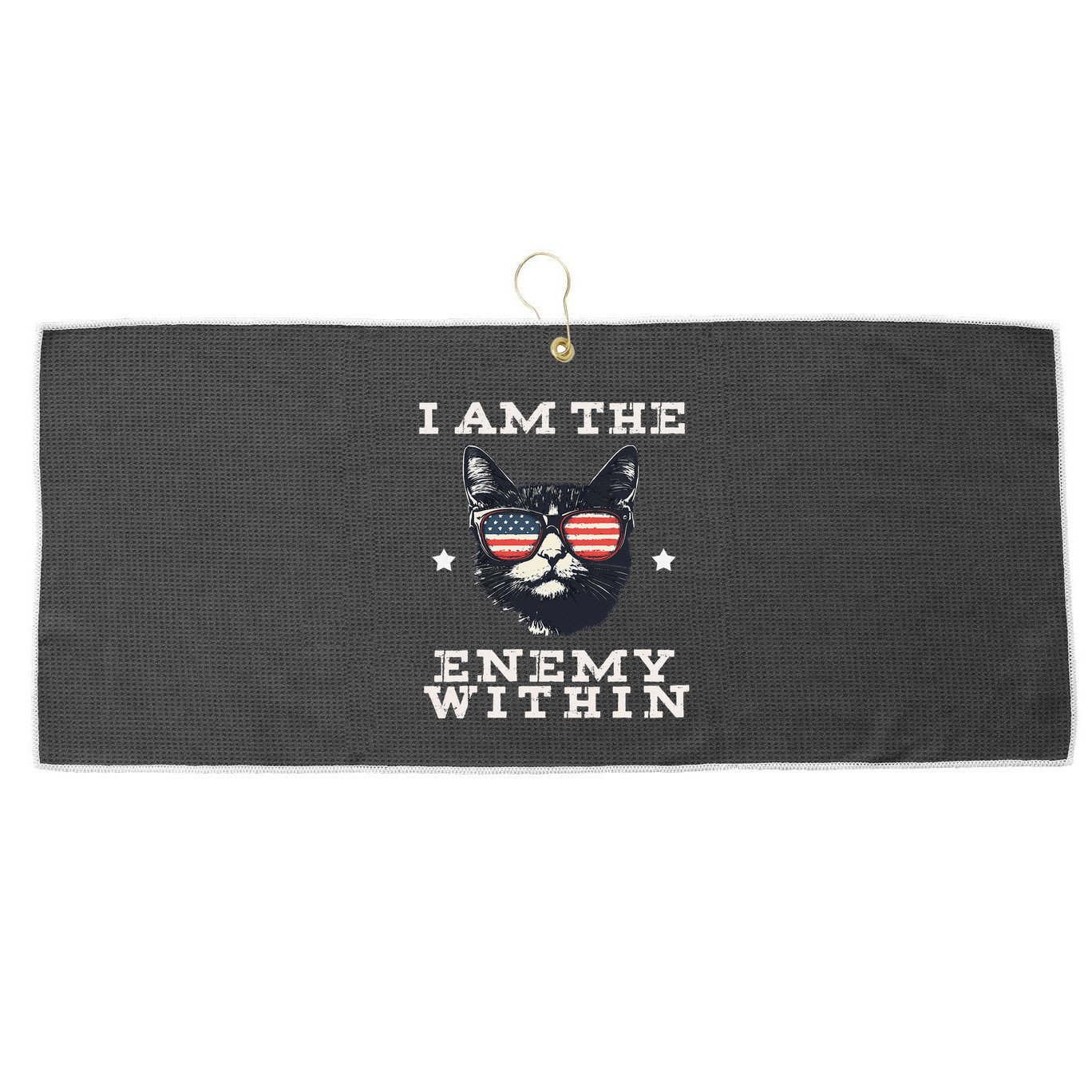 I Am The Enemy Within American Cat Large Microfiber Waffle Golf Towel