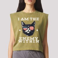 I Am The Enemy Within American Cat Garment-Dyed Women's Muscle Tee