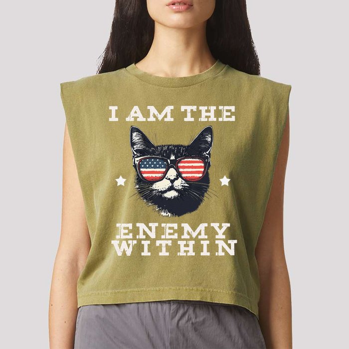 I Am The Enemy Within American Cat Garment-Dyed Women's Muscle Tee