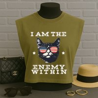 I Am The Enemy Within American Cat Garment-Dyed Women's Muscle Tee