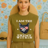 I Am The Enemy Within American Cat Garment-Dyed Women's Muscle Tee