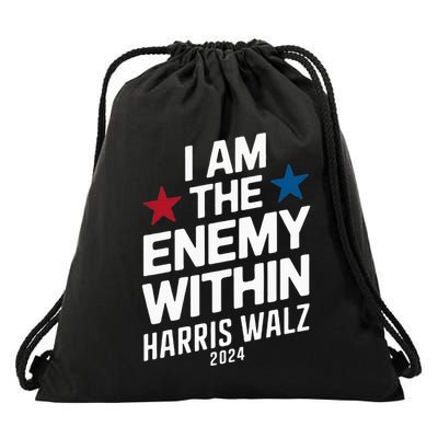 I Am The Enemy Within Drawstring Bag