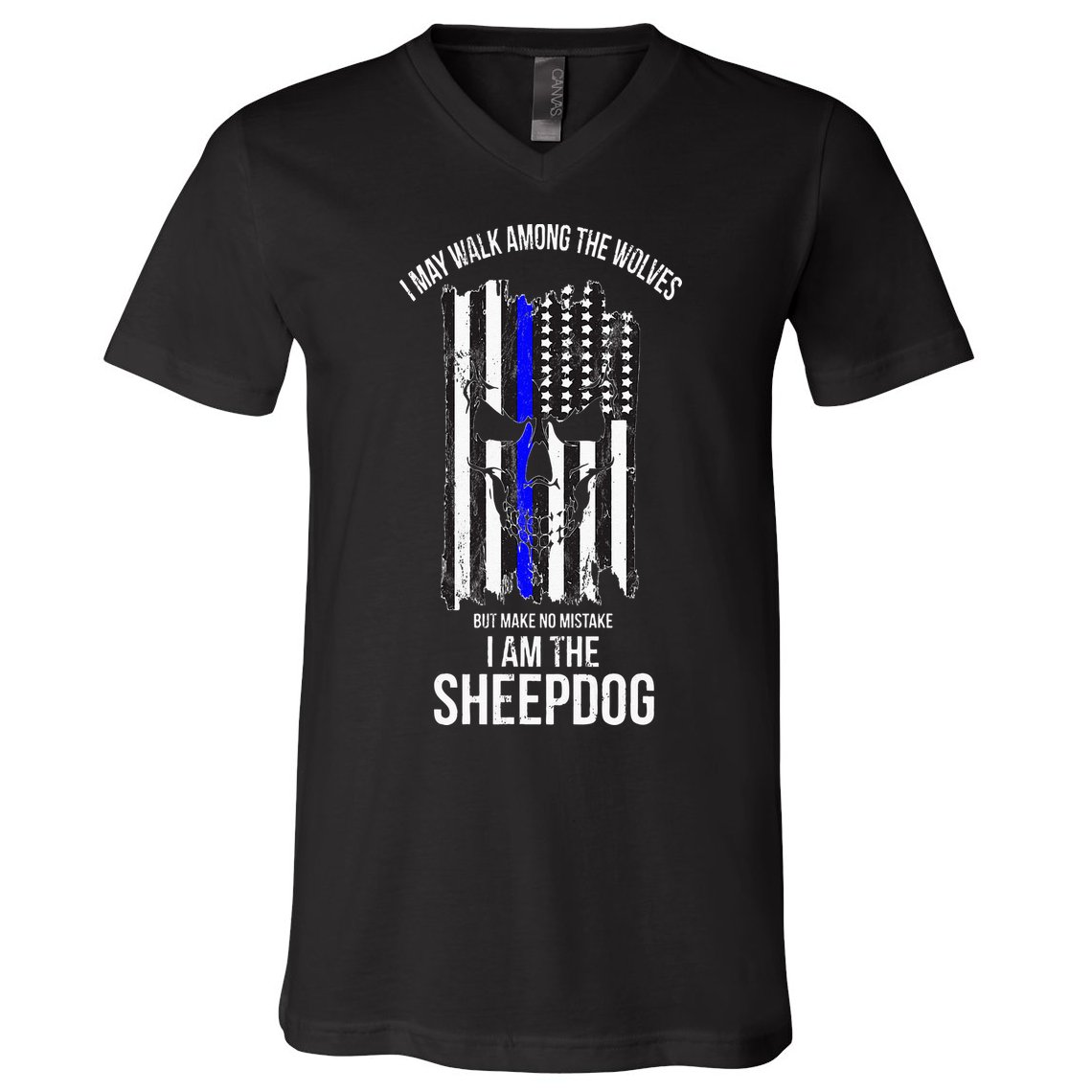 I Am The Sheepdog I Walk Among The Wolves Police V-Neck T-Shirt