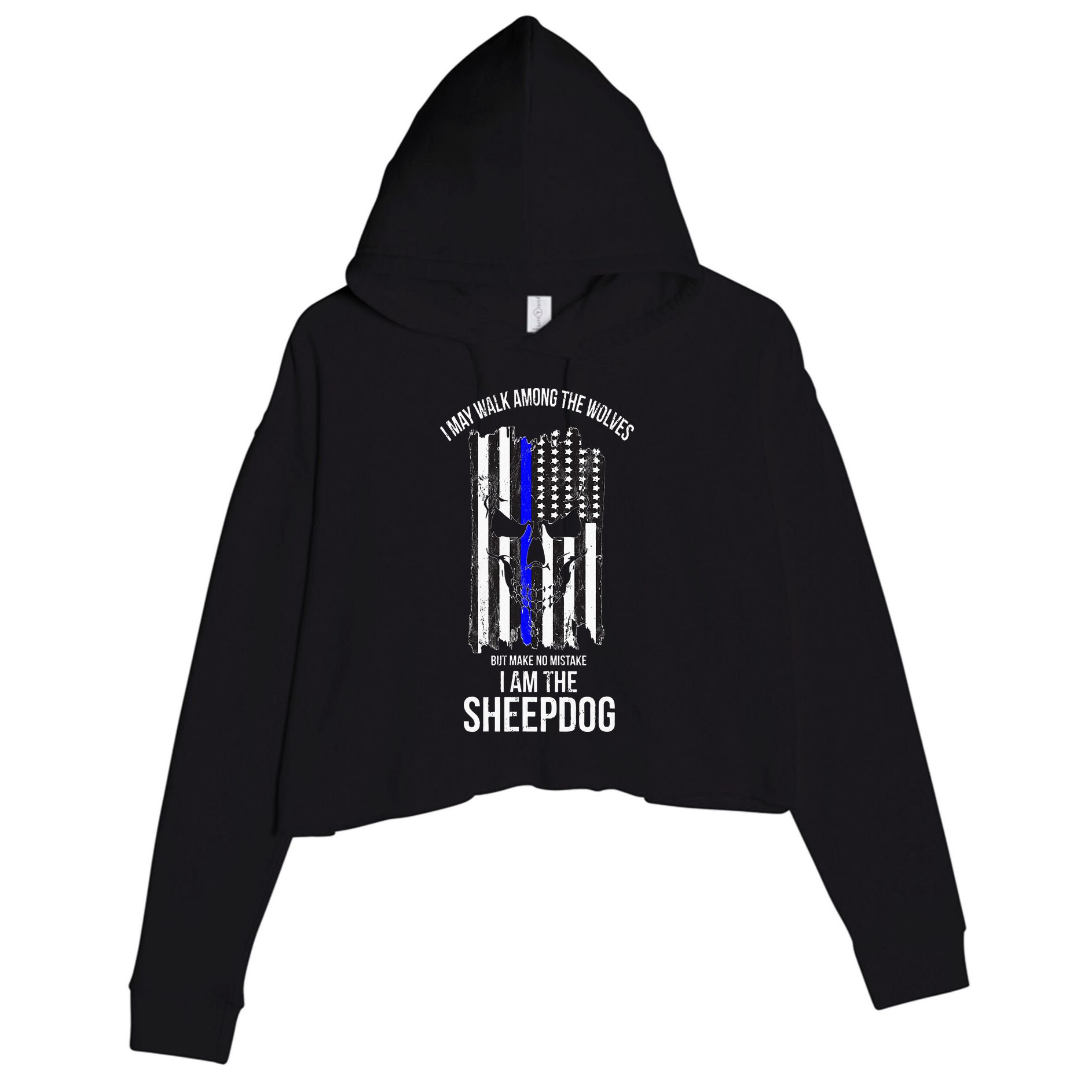 I Am The Sheepdog I Walk Among The Wolves Police Crop Fleece Hoodie