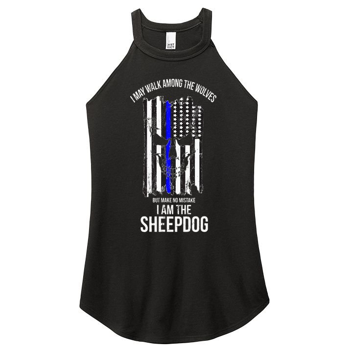 I Am The Sheepdog I Walk Among The Wolves Police Women's Perfect Tri Rocker Tank
