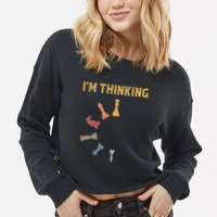 I Am Thinking Chess Pieces IM Thinking Chess Player Lover Cropped Pullover Crew