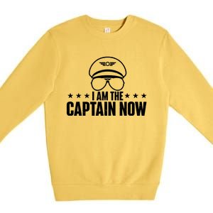 I Am The Captain Now Airplane Aircraft Lover Airline Pilot Premium Crewneck Sweatshirt