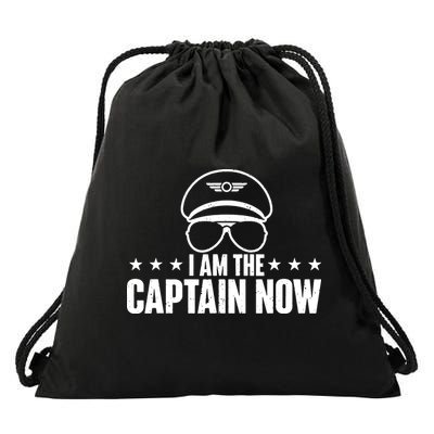 I Am The Captain Now Airplane Aircraft Lover Airline Pilot Drawstring Bag