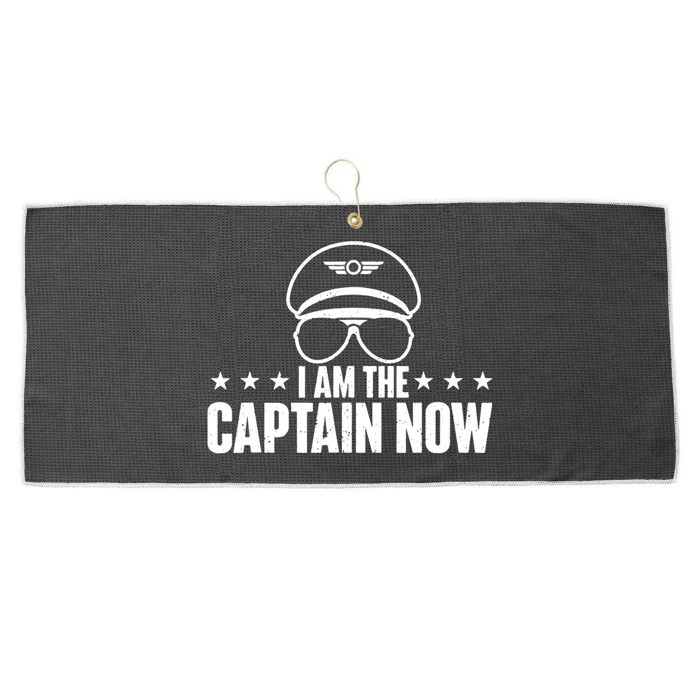 I Am The Captain Now Airplane Aircraft Lover Airline Pilot Large Microfiber Waffle Golf Towel
