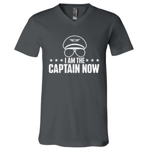 I Am The Captain Now Airplane Aircraft Lover Airline Pilot V-Neck T-Shirt