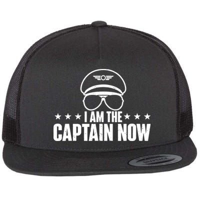 I Am The Captain Now Airplane Aircraft Lover Airline Pilot Flatbill Hat
