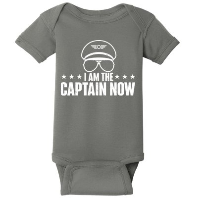 I Am The Captain Now Airplane Aircraft Lover Airline Pilot Baby Bodysuit