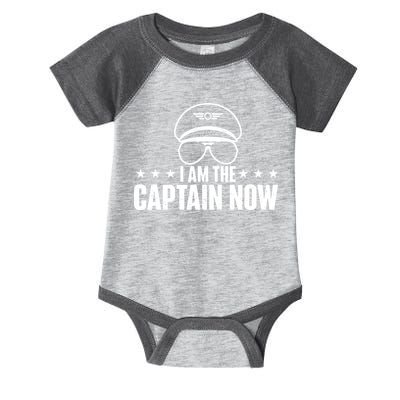 I Am The Captain Now Airplane Aircraft Lover Airline Pilot Infant Baby Jersey Bodysuit