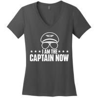 I Am The Captain Now Airplane Aircraft Lover Airline Pilot Women's V-Neck T-Shirt