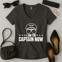I Am The Captain Now Airplane Aircraft Lover Airline Pilot Women's V-Neck T-Shirt