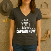 I Am The Captain Now Airplane Aircraft Lover Airline Pilot Women's V-Neck T-Shirt