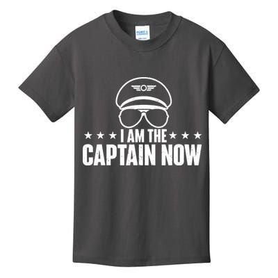 I Am The Captain Now Airplane Aircraft Lover Airline Pilot Kids T-Shirt