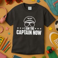 I Am The Captain Now Airplane Aircraft Lover Airline Pilot Kids T-Shirt