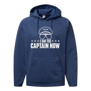 I Am The Captain Now Airplane Aircraft Lover Airline Pilot Performance Fleece Hoodie