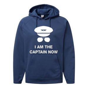 I Am The Captain Now Funny Pilot Performance Fleece Hoodie