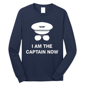 I Am The Captain Now Funny Pilot Long Sleeve Shirt