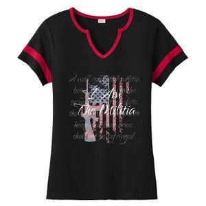 I Am The Militia Pro 2nd Amendment Proud American Flag Gift Ladies Halftime Notch Neck Tee