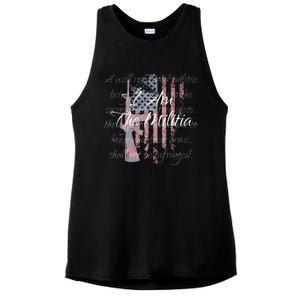 I Am The Militia Pro 2nd Amendment Proud American Flag Gift Ladies PosiCharge Tri-Blend Wicking Tank