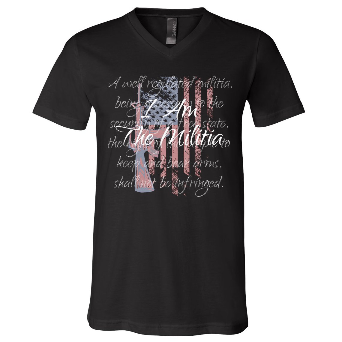 I Am The Militia Pro 2nd Amendment Proud American Flag Gift V-Neck T-Shirt