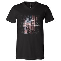 I Am The Militia Pro 2nd Amendment Proud American Flag Gift V-Neck T-Shirt