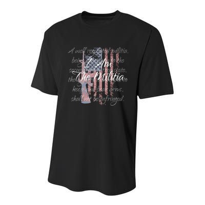 I Am The Militia Pro 2nd Amendment Proud American Flag Gift Youth Performance Sprint T-Shirt