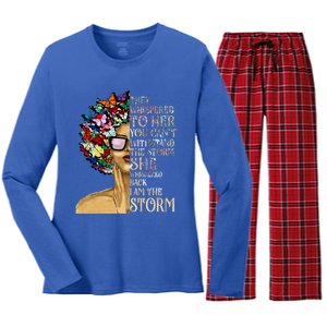 I Am The Storm Black History Month Black Queen Natural Afro Gift Women's Long Sleeve Flannel Pajama Set 