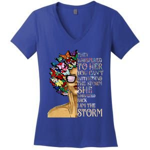 I Am The Storm Black History Month Black Queen Natural Afro Gift Women's V-Neck T-Shirt