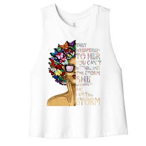 I Am The Storm Black History Month Black Queen Natural Afro Gift Women's Racerback Cropped Tank