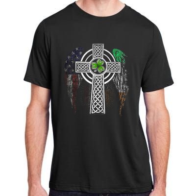 Irish American USA Flag Celtic Cross St Patricks Day Adult ChromaSoft Performance T-Shirt