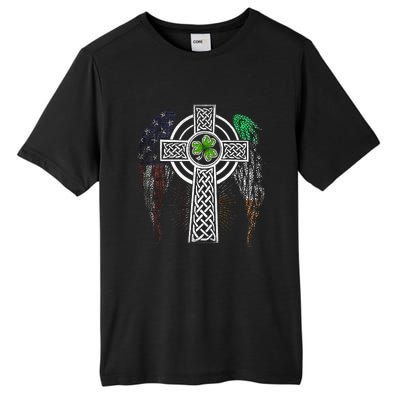 Irish American USA Flag Celtic Cross St Patricks Day Tall Fusion ChromaSoft Performance T-Shirt