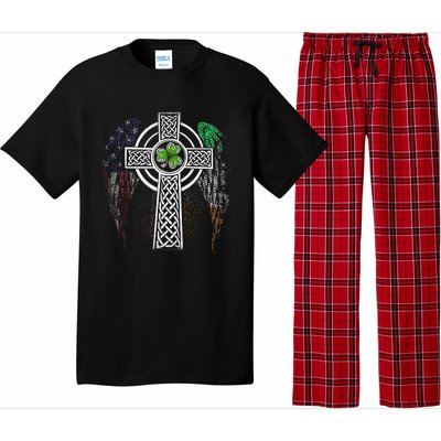 Irish American USA Flag Celtic Cross St Patricks Day Pajama Set