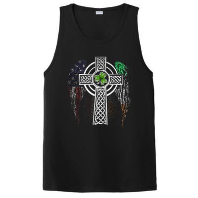 Irish American USA Flag Celtic Cross St Patricks Day PosiCharge Competitor Tank