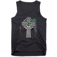 Irish American USA Flag Celtic Cross St Patricks Day Tank Top