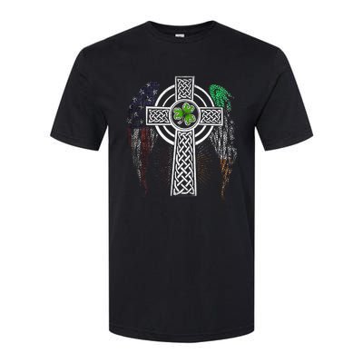 Irish American USA Flag Celtic Cross St Patricks Day Softstyle CVC T-Shirt