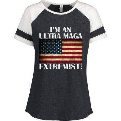 IM An Ultra Maga Extremist Flag America Enza Ladies Jersey Colorblock Tee