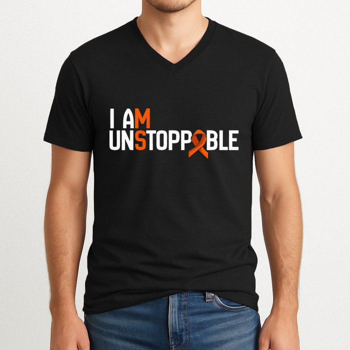I Am Unstoppable Multiple Sclerosis Ms Awareness V-Neck T-Shirt