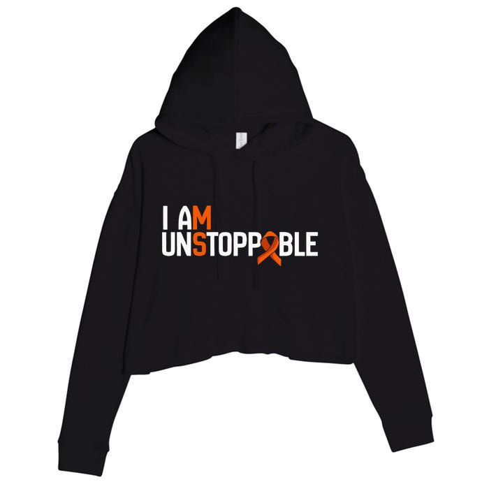 I Am Unstoppable Multiple Sclerosis Ms Awareness Crop Fleece Hoodie