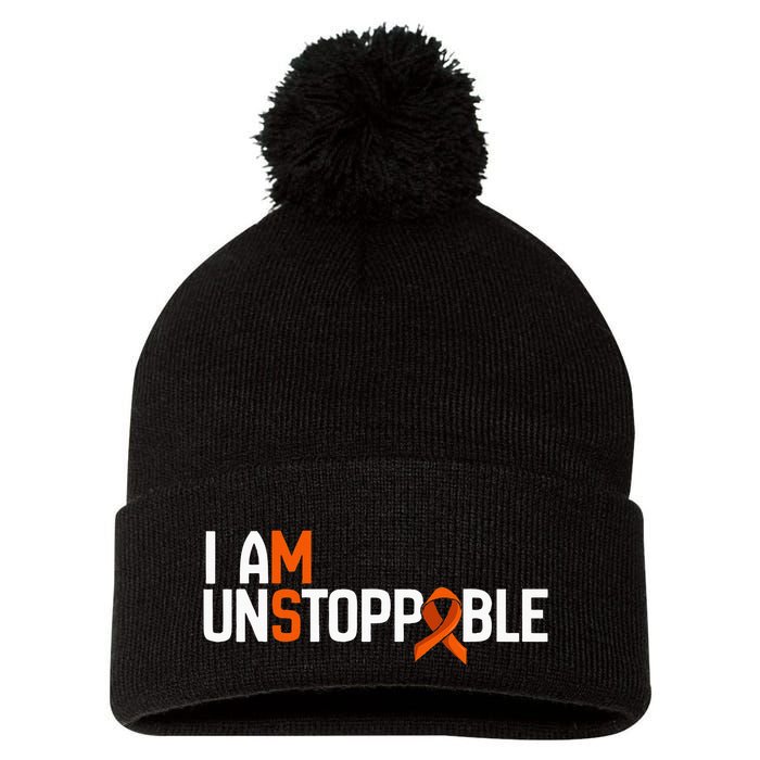 I Am Unstoppable Multiple Sclerosis Ms Awareness Pom Pom 12in Knit Beanie