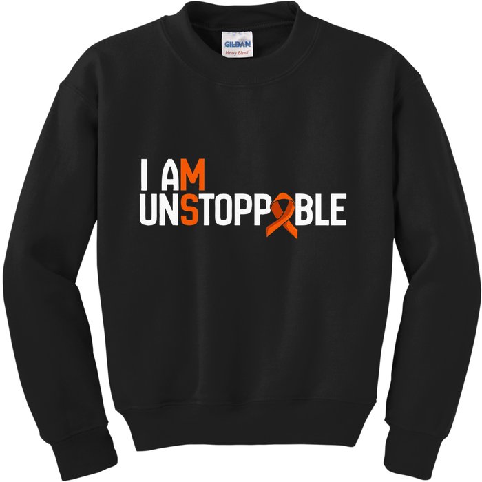 I Am Unstoppable Multiple Sclerosis Ms Awareness Kids Sweatshirt