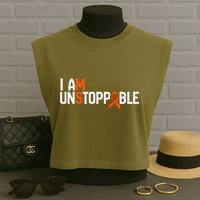 I Am Unstoppable Multiple Sclerosis Ms Awareness Garment-Dyed Women's Muscle Tee